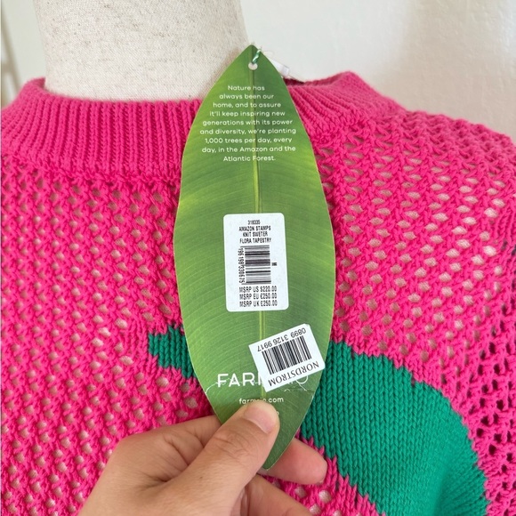 FARM RIO (oversized M) Amazon Stamps Knit Sweater New with Tags - Picture 4 of 6
